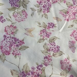 Round Tablecloth 70 Inch Floral Hydrangea Butterfly Cottagecore Linen Look